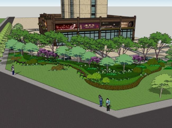 Sketchup景观模型|街头景观，现代风格