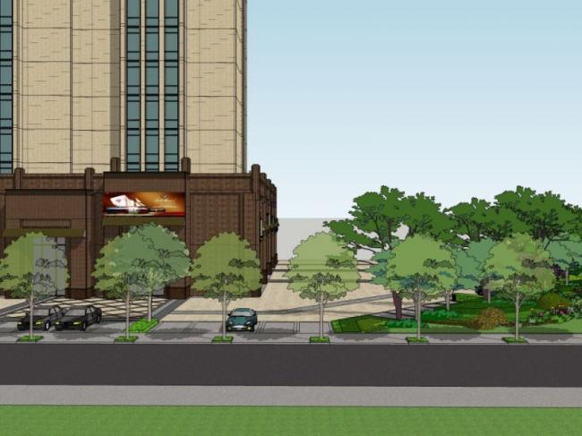 Sketchup景观模型|街头景观，现代风格