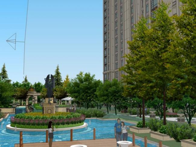 Sketchup景观模型|小区景观，住宅景观，古典风格