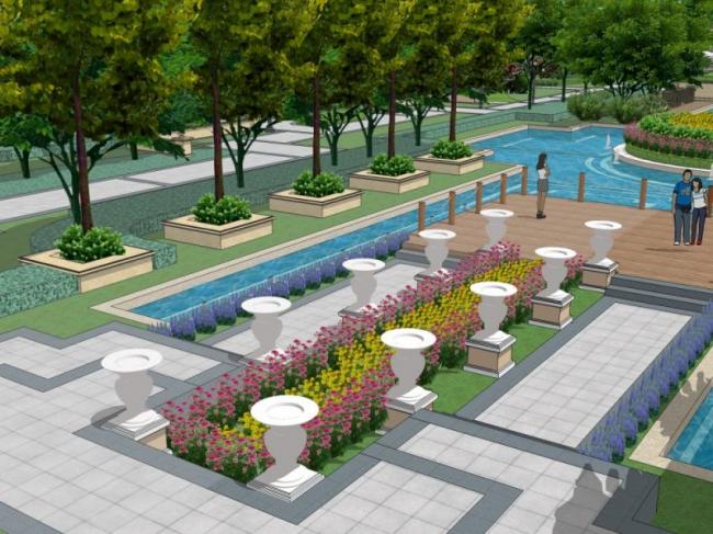 Sketchup景观模型|小区景观，住宅景观，古典风格