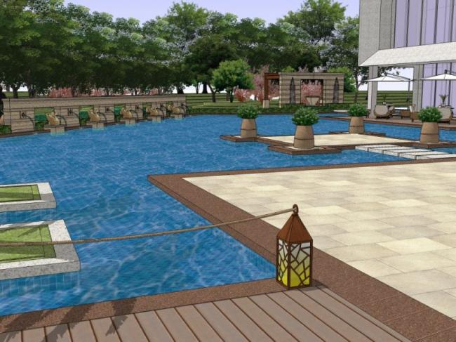 Sketchup景观模型|广场景观，现代风格