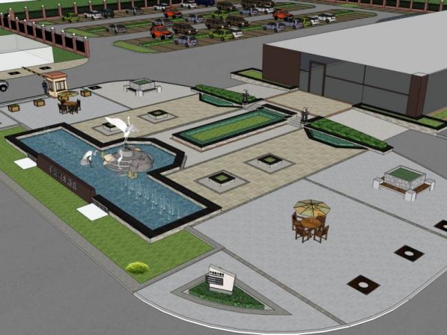 Sketchup景观模型|广场景观，欧式风格，古典风格