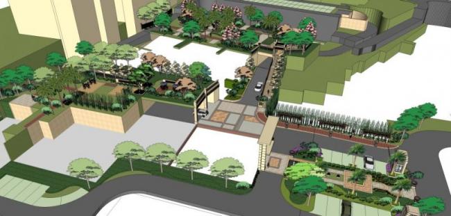 Sketchup景观模型|居住小区景观，住宅景观，现代风格