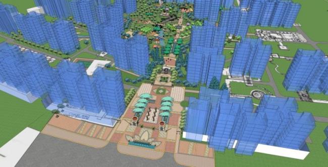 Sketchup景观模型|居住区景观，住宅景观，古典风格