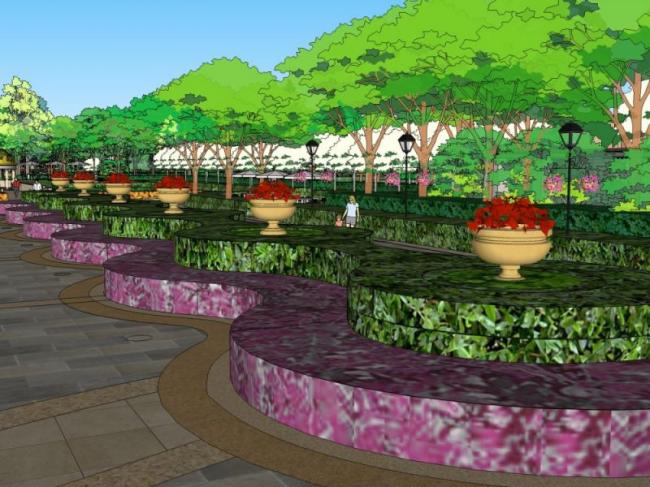 Sketchup景观模型|滨水景观，古典风格