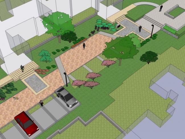 Sketchup景观模型|小区景观，住宅景观，现代风格