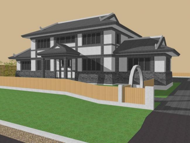 Sketchup景观模型|别墅景观庭院景观，中式风格