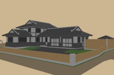 Sketchup景观模型|别墅景观庭院景观，中式风格-BIM建筑网