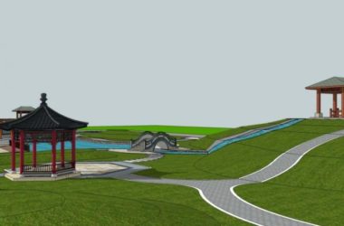 Sketchup景观模型|小游园景观，中式风格-BIM建筑网