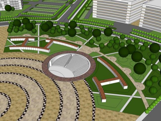 Sketchup景观模型|广场景观，现代风格