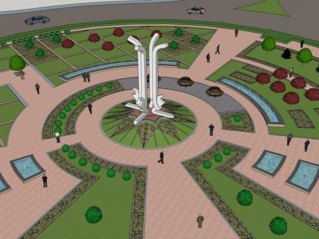 Sketchup景观模型|广场景观，现代风格