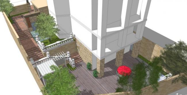 Sketchup景观模型|别墅景观，古典风格