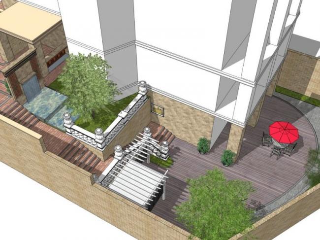 Sketchup景观模型|别墅景观，古典风格