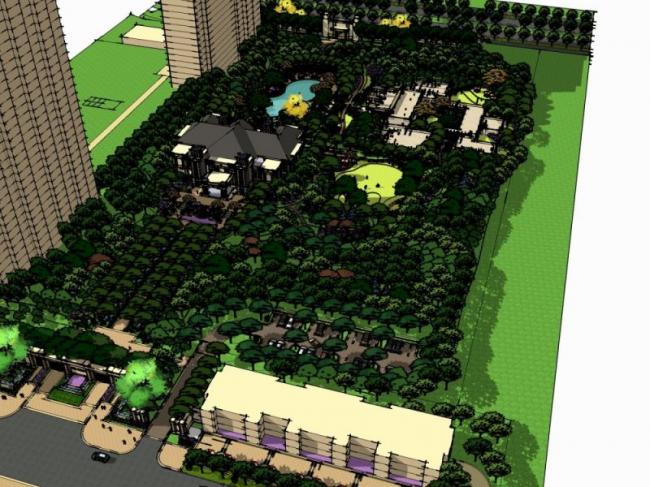 Sketchup景观模型|小区景观，住宅景观，欧式风格，古典风格