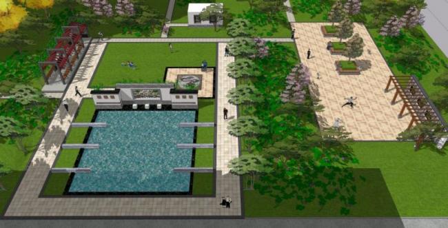 Sketchup景观模型|小区景观，住宅景观，中式风格