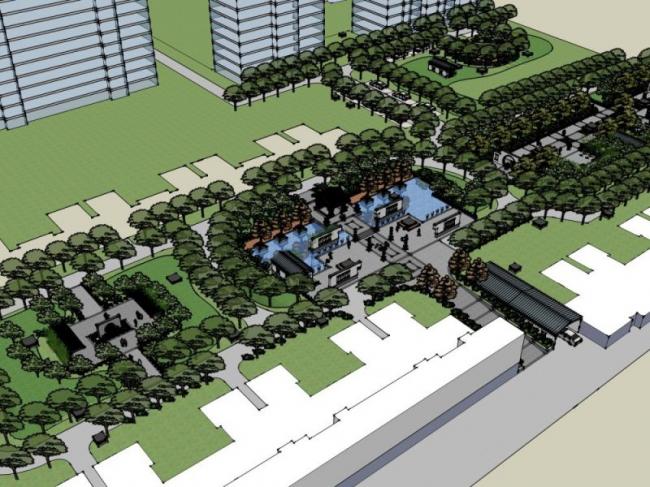 Sketchup景观模型|住宅小区景观，中式风格