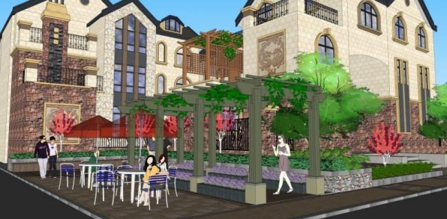 Sketchup景观模型|小区景观，别墅景观，古典风格