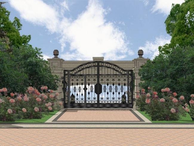 Sketchup景观模型|商业入口景观，古典风格