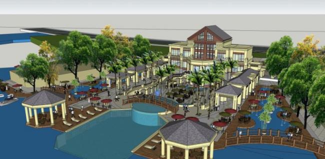 Sketchup景观模型|会所景观，欧式风格，古典风格