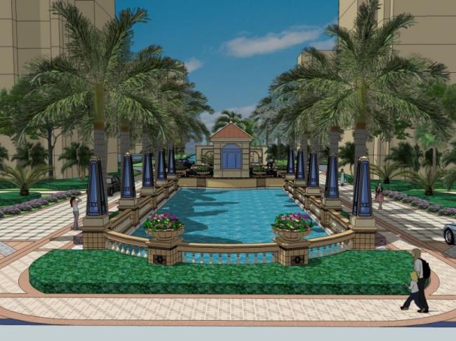 Sketchup景观模型|休闲景观，住宅景观，古典风格