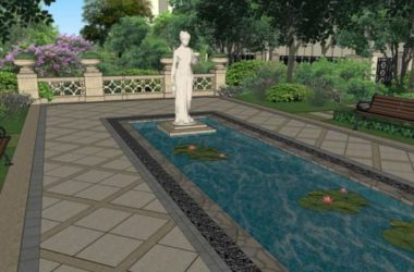 Sketchup景观模型|广场景观，住宅景观，古典风格-BIM建筑网