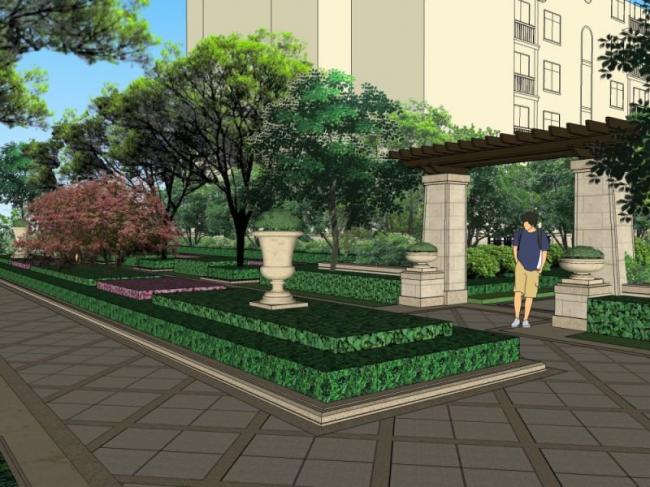 Sketchup景观模型|广场景观，住宅景观，古典风格