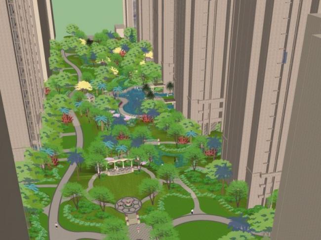 Sketchup景观模型|小区景观，欧式风格，古典风格