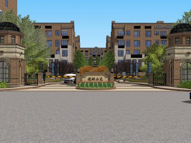 Sketchup景观模型|小区景观，住宅景观，古典风格