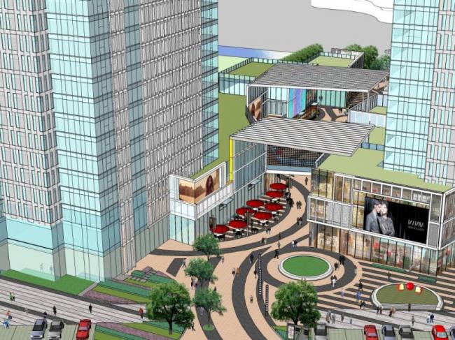 Sketchup景观模型|商业景观，现代风格