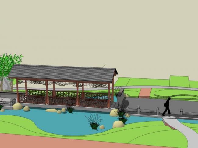Sketchup景观模型|花园景观，中式风格