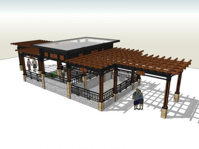Sketchup景观模型|廊架景观，中式风格