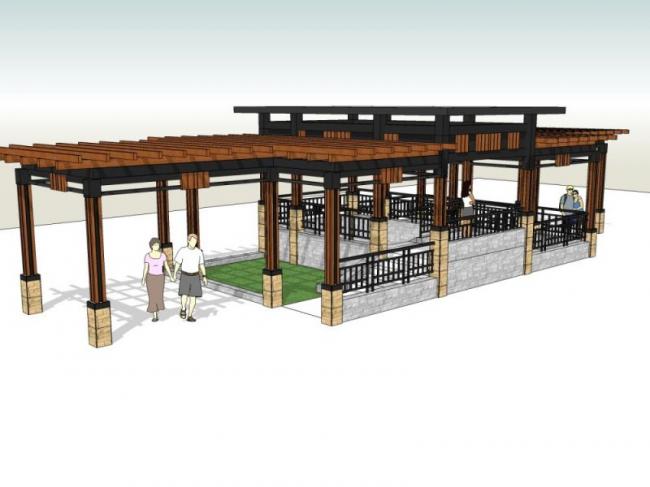 Sketchup景观模型|廊架景观，中式风格