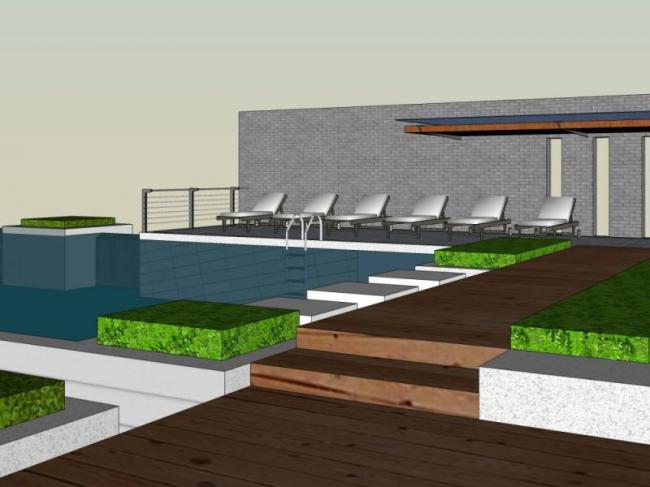 Sketchup景观模型|泳池景观，现代风格
