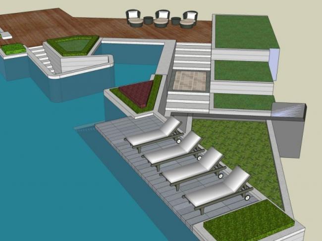 Sketchup景观模型|泳池景观，现代风格