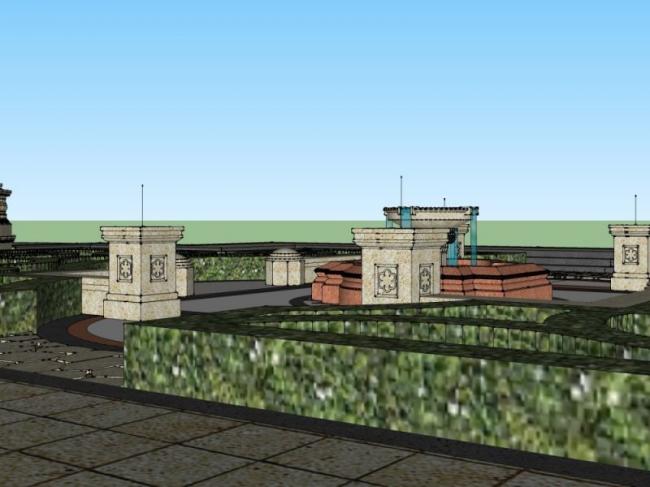 Sketchup景观模型|广场景观，欧式风格，古典风格