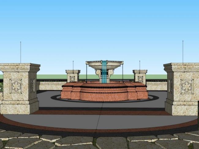 Sketchup景观模型|广场景观，欧式风格，古典风格