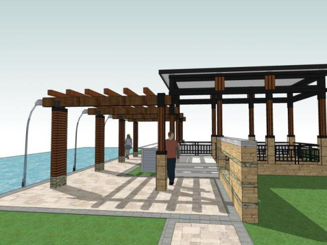 Sketchup景观模型|廊架景观，现代风格