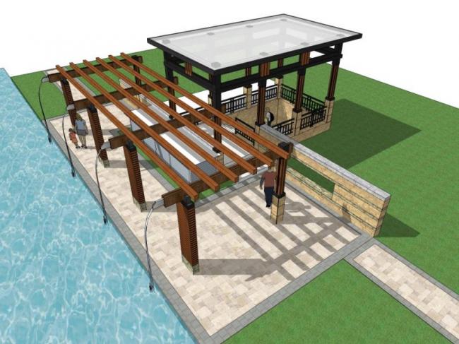 Sketchup景观模型|廊架景观，现代风格