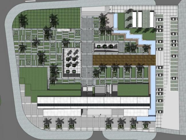 Sketchup景观模型|商业广场景观，现代风格