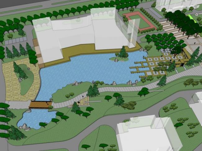 Sketchup景观模型|小区景观，住宅景观，现代风格