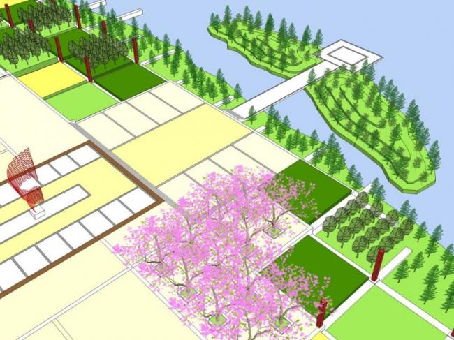 Sketchup景观模型|滨河景观，滨水景观，现代风格