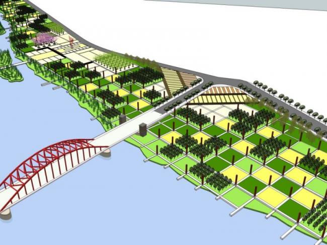 Sketchup景观模型|滨河景观，滨水景观，现代风格