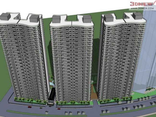 Sketchup住宅模型|超高层住宅，现代风格