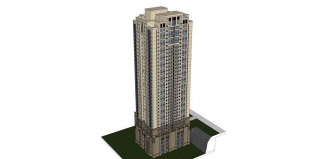 Sketchup办公模型|超高层办公楼，现代风格