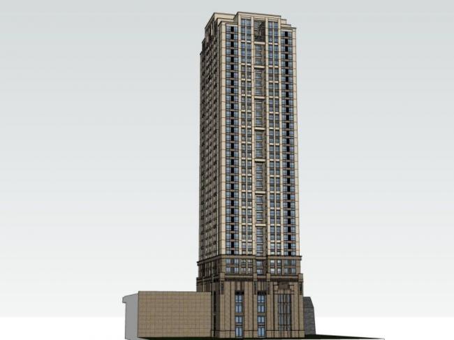Sketchup办公模型|超高层办公楼，现代风格