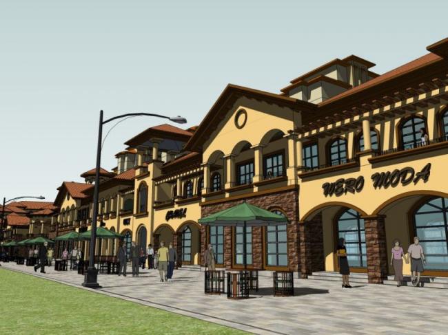 Sketchup商业模型|商业街，西班牙古典风格