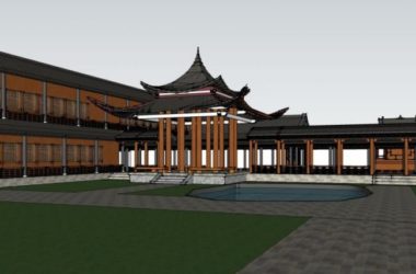 Sketchup住宅模型|多层庭院，居住建筑，中式风格-BIM建筑网