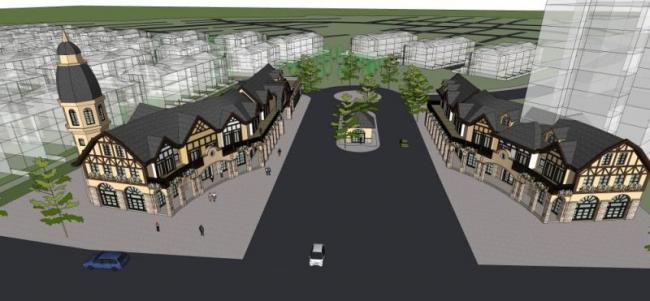 Sketchup商业模型|多层会所，英式风格，古典风格，商业建筑