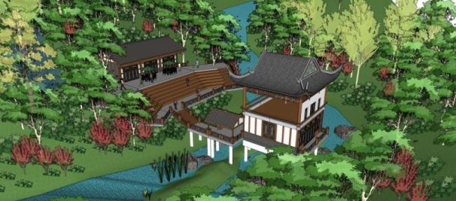 Sketchup商业模型|会所，中式风格