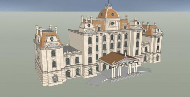 Sketchup酒店模型|多层酒店，古典风格